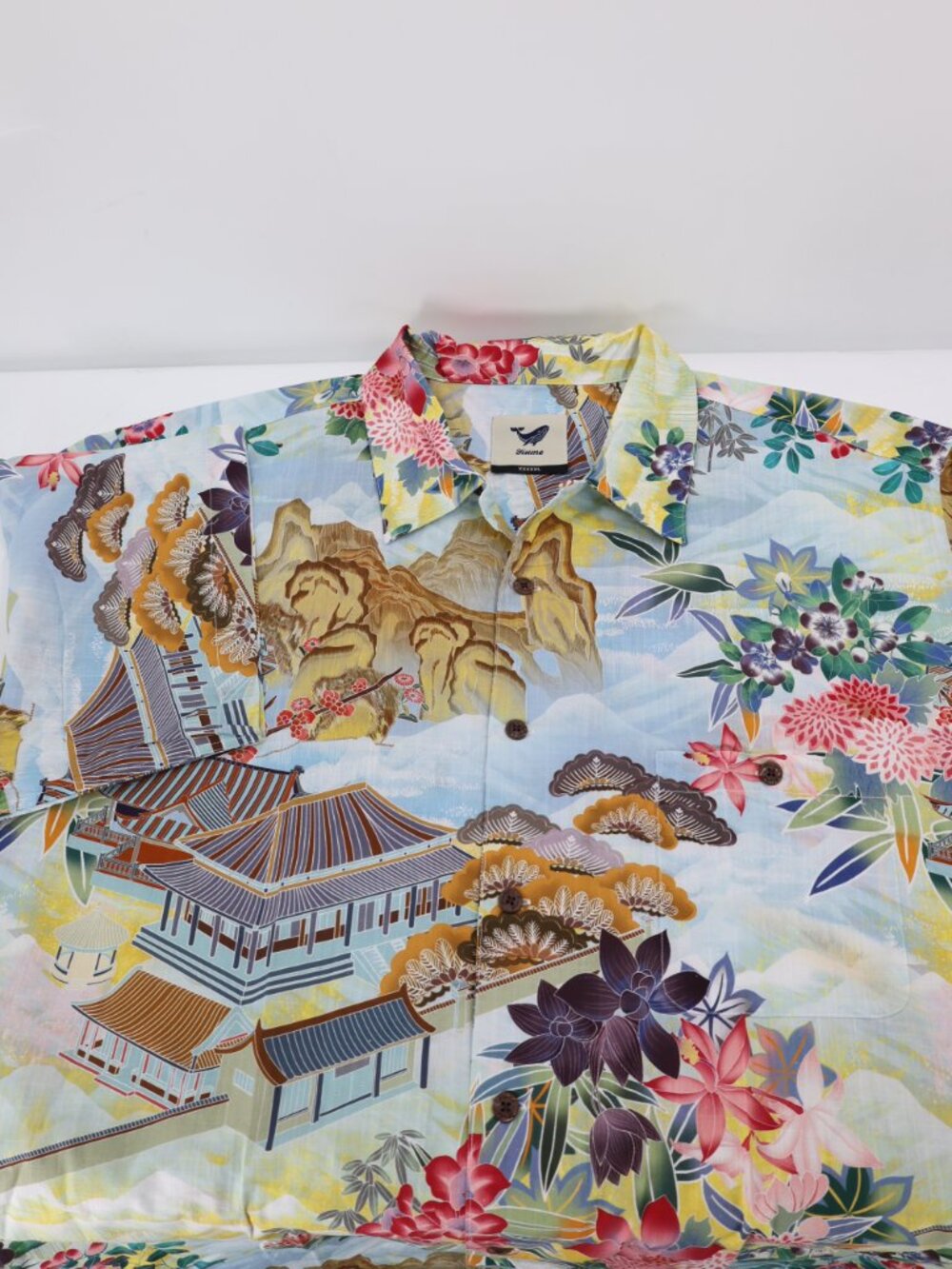 NWOT YIUME Hawaiian Shirt Men's 5XL Japanese Garden Cotton Button Up Aloha